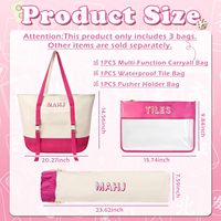 Lot de 3 sacs en toile vides pour Mahjong, brodés, pour ensemble de Mahjong américain, incluant des sacs à cordon pour tuiles, des supports et des poussoirs