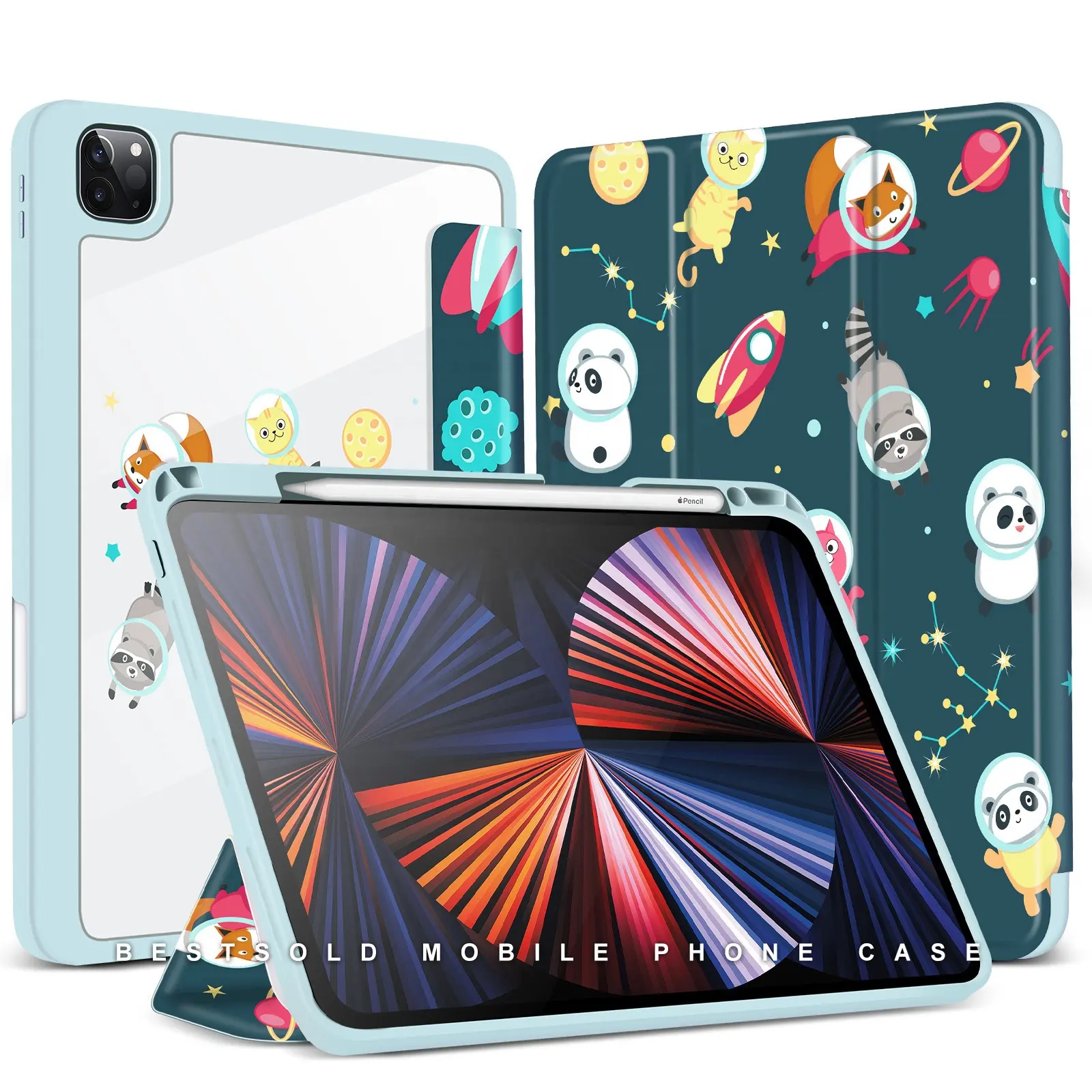 BESTSOLD Original Cute Covers für Apple iPad Pro (12,9 Zoll) Dreifach gefaltete magnetische Smart-Hülle für iPad Pro 2020 2021