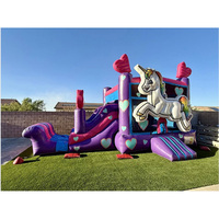 Maison de rebond gonflable licorne populaire avec toboggan Combo arrière-cour Carton thème château sautant pour enfants adultes location de fête