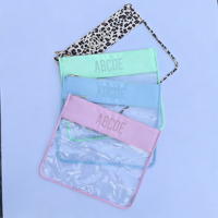 Sac de rangement portable en nylon transparent PVC sur mesure pour travaux d'aiguille, broderie, point de croix, avec fermeture éclair dorée, sacs pour projets de broderie