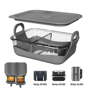 Nueva bandeja de vidrio para hornear con base y tapa de silicona para freidora de aire Ninja AF400 - Product Image 1