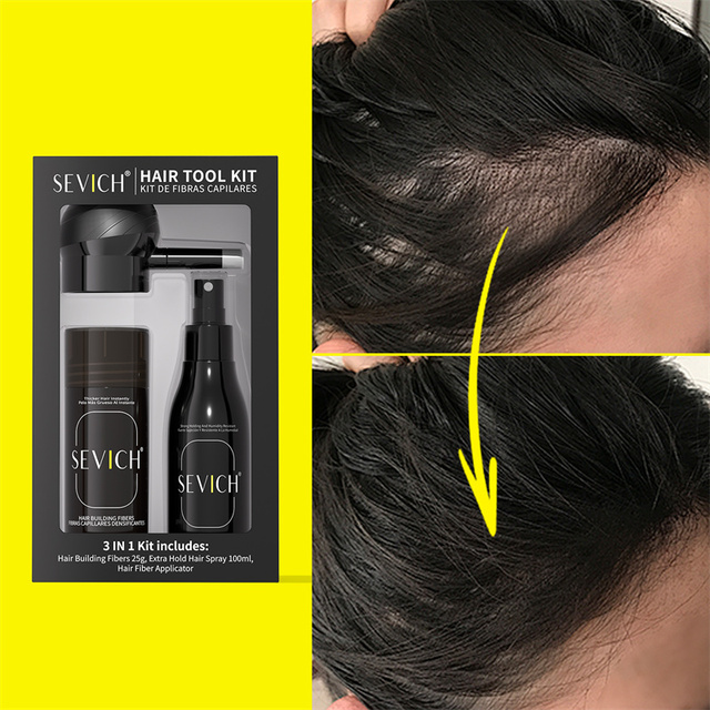 Hot Selling Natural Looking Voluming Thickening Dark Brown Real Hair Building Fiber Concealer Set