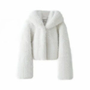 OFTBUY 2025 Giacca Corta con Cappuccio in <span class=keywords><strong>Pelliccia</strong></span> Sintetica Bianca Pura da Donna, Giacca Morbida in Eco-<span class=keywords><strong>Pelliccia</strong></span> di Volpe, <span class=keywords><strong>Cappotto</strong></span> Caldo per Ragazze - Product Image 6