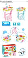 Batterie de percussions 8 touches, instrument de musique, jouet de batterie et de piano pour enfants avec microphone, jouets d'instruments de musique pour enfants, chaise incluse