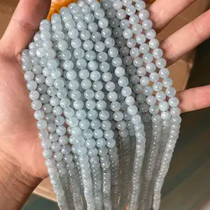 3A พลอยสีฟ้าธรรมชาติ8มม. หินหลวมลูกปัดคริสตัลสำหรับสร้อยข้อมือ DIY และเครื่องประดับทำ