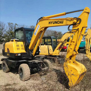 Mini 6ton Hyundai 60w-7 Used hydraulic wheel excavators 60w-9 diggers <b>Second</b>-<b>hand</b> construction machinery - Product Image 2