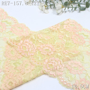 Bán Buôn Nhà Máy Pháp Màu Hồng Nhị Màu Hoa Hồng Ren 17Cm Ánh Sáng Màu Xanh Vàng Nylon Spandex Đàn Hồi Căng Ren <span class=keywords><strong>Trim</strong></span> Cho Áo Ngực - Product Image 6