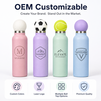Bouteille d'eau isotherme en acier inoxydable pour le sport, avec couvercle en forme de balle de golf/basketball/baseball, anti-fuite, gourde thermique