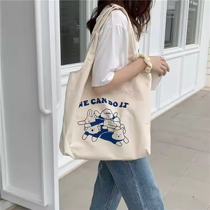 Nouvelle version coréenne une épaule toile sac femmes grande capacité aisselle sac Simple et belle bande dessinée sac à main en gros - Product Image 1