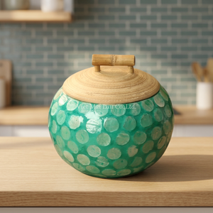 Mother Pearl Shell Inlay Handmade Precision-Made Bohemian Multifunction Decorative Storage Jar Vietnam Home Table Shelf High - Product Image 3
