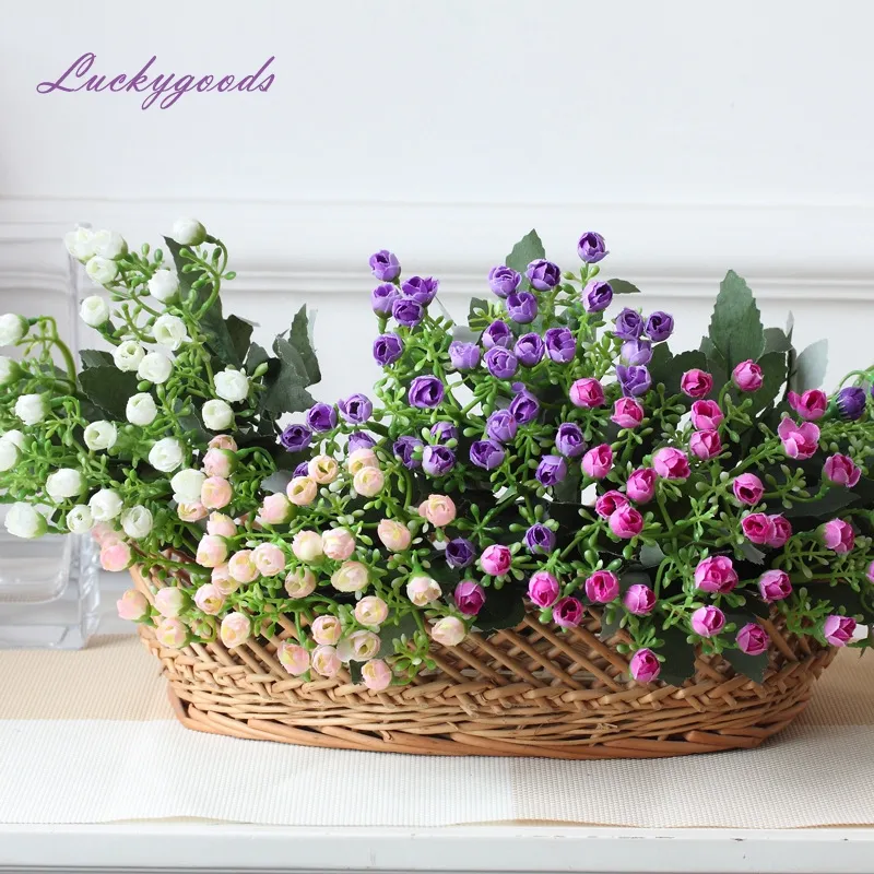 LF683 modische 36 köpfe künstliche mini rose knospen bush für indoor dekoration