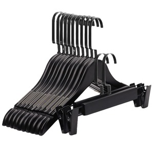 Pure black wooden clothes rack for clothing stores, children's clothing stores, women's clothing non-slip garment hangers, - Product Image 1