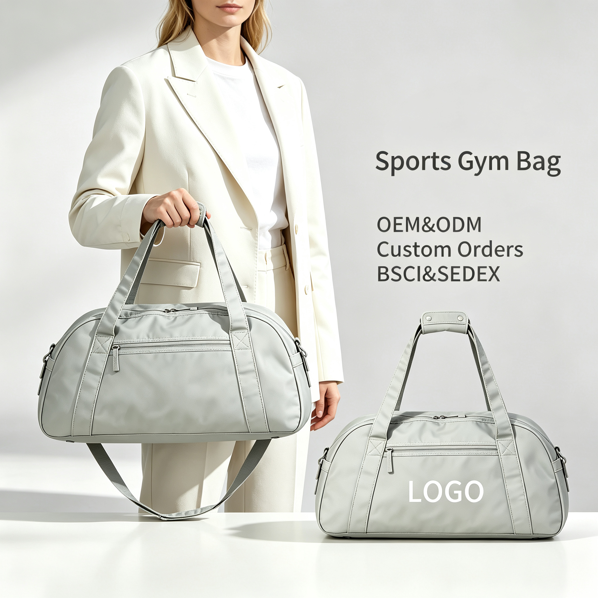 Multi-Functional Light Gray Duffle