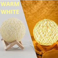 Chambre table chambre décor lampe base en bois rotin boule veilleuse cadeau de noël 3D illumination LED veilleuse
