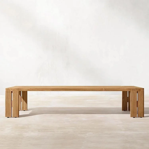 Ensemble <span class=keywords><strong>table</strong></span> <span class=keywords><strong>et</strong></span> <span class=keywords><strong>chaises</strong></span> modernes en teck massif, résistant à l'eau, pour extérieur, salle à manger, jardin, terrasses, villas, hôtels, cours. - Product Image 5