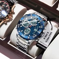 Montre-Bracelet de Sport POEDAGAR pour Homme LED Alarme Double Affichage Heure Montre Numérique à Quartz Homme Étanche Montres pour Hommes Reloj