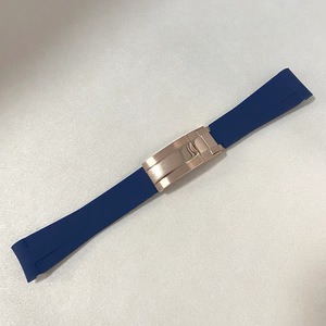 Pièces de montre, fermoir pliant en acier inoxydable, 20 mm, extrémité incurvée de 180 mm, bracelet de montre en silicone bleu - Product Image 3