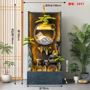 Grote Indoor Kunstmatige Rotstuin Watergordijnmuur Led-Verlichte Stromende Fontein Ingangsscherm Hars Tuin Waterval - Product Image 4