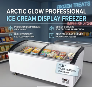 Congélateur vitrine compact commercial 190L pour crèmes glacées, température unique, refroidissement direct, éclairage LED en verre pour magasins de proximité - Product Image 3