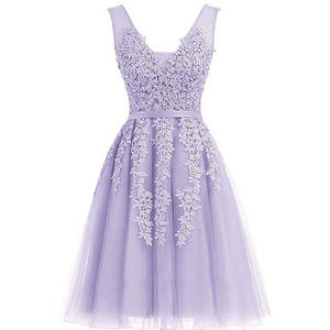 0368n सुरुचिपूर्ण उच्च अंत नई फीता जाल पोशाक क्लासिक v-गर्दन स्लिमिंग मिनी ड्रेस प्लस आकार में - Product Image 3