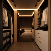 Sistema de Armario de Madera Moderno y Lujoso, Armario Abierto Personalizado, Armario Empotrado para Ropa, Armario con Cajones para Dormitorio