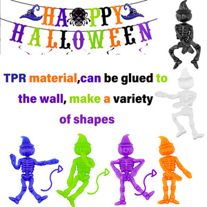 2025 New Elastic Stretchable Pumpkin Head Sticky Hand Toy Stress Relief <b>Squeeze</b> Toy Wall Climbing Halloween Skeleton - Product Image 2