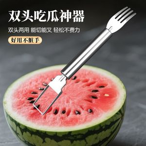 Double-ended Watermelon Slicer Stainless Steel Dual-purpose Kitchen Tool For Fruit Cutting And Forking - Product Image 4