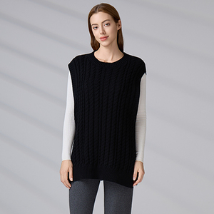 Chaleco de Punto Personalizado para Mujer, Sin Mangas, Cuello Redondo, Tejido de Algodón, para Invierno - Product Image 5