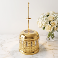 Plat de service de luxe 8L doré suspendu pour buffet, avec projecteur LED, base ornée et bijoutée, chauffe-plat en acier inoxydable pour buffet