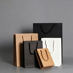 Sacchetto di Carta per Shopping <span class=keywords><strong>e</strong></span> Regalo con Logo Personalizzato, Prezzo all'Ingrosso, Nero Opaco, Marrone, Bianco, per Confezionamento Abbigliamento - Product Image 5
