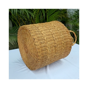 Natural Rattan Storage <b>Baskets</b> Set of 3 Handwoven <b>Rectangular</b> with Handles Multi-Purpose Rustic Design for Neatening - Product Image 5