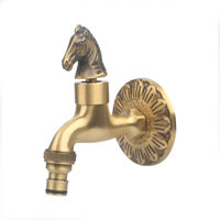Robinet de lavabo mural de luxe doré en laiton, style ottoman, à poignée unique, antique, pour hammam, avec valve en céramique