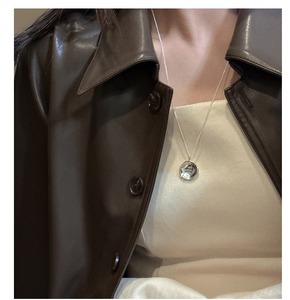 Collar Redondo con Letras de Diseño Coreano en Plata de Ley 925, Cadena para Suéter con Textura Simple y a la Moda Coreana - Product Image 6