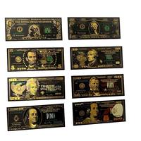 Factures d'un dollar américain noir personnalisées Factures-cadeaux de collection en plastique étanche pour dollars américains en feuille d'or noir Billets de banque américains