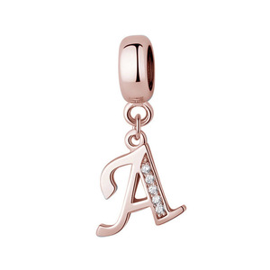 Colgante de Plata de Ley S925 con Circonita, 26 Letras del Alfabeto Inglés, Chapado en Oro Rosa, Minimalista, para Pulsera, Collar, Accesorios de Plata DIY - Product Image 3