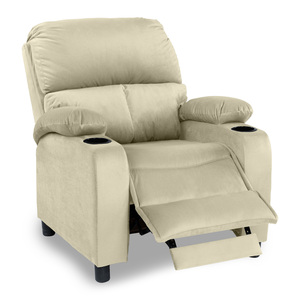 Factory <b>Direct</b> Sale Velvet Modern Cinematic Recliner Chair with Extendable Massage Cups Holder-Light Beige-NZ70 - Product Image 5