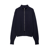 Vêtements pour femmes MYST&ZA, automne 2026, nouvelle mode élégante et tendance, cardigan en tricot simple et polyvalent avec fermeture éclair, 5536031