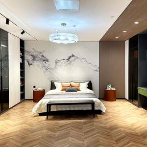 Panneau mural en OSB à grain de bois personnalisé moderne avec design graphique pour la décoration murale intérieure, usage domestique - Product Image 2