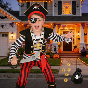 Conjunto de Disfraz de Capitán Pirata de Lujo para Niños Pequeños, Traje de Halloween con Pantalones y Mono - Product Image 6