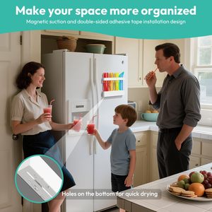 Magnetic Metal Straw Holder for Cabinet Door with Double Sided Adhesive Tape Reusable Tumbler Straw Organizer Storage - Product Image 2