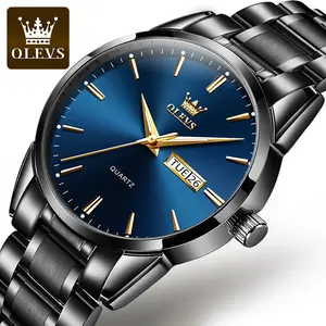 OLEVS 6898 Popular Stainless Steel band Gold watch factory OEM Logo wristwatches for hot selling luxury mens Quartz watch