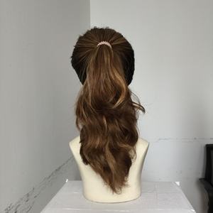 最佳质量工厂价格身体波浪风格亮点100% 人发犹太马尾辫假发 - Product Image 2