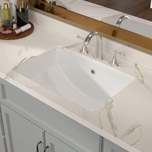 Bianco rettangolare porcellana ceramica lavabo Overflow sotto il bancone bagno <span class=keywords><strong>lavello</strong></span> con Overflow per piccoli spazi - Product Image 1