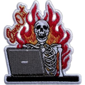 แผ่นปักลายโครงกระดูกแบบรีดติดหรือเย็บติด รุ่น Burning Up Patch 3 สำหรับหมวก เสื้อผ้า กระเป๋าเป้ กางเกงยีนส์ - Product Image 1