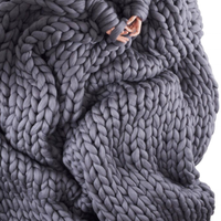 Plaids en tricot bio modernes de luxe, grands, doux et confortables, écologiques, en polyester, tricotés épais, pour toutes les saisons