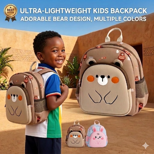 Mochila Escolar Infantil con Diseños de Conejo y Oso, Muestra Gratuita, Producción de Neopreno, para Niños y Niñas de 3 a 6 Años, Dibujos Animados para Exteriores - Product Image 1
