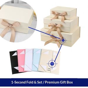 Caja de Regalo Rígida Plegable con Cierre Magnético, Lazo, Color Sólido, Logotipo Imprimible, Bolsas para Zapatos, Embalaje de Regalo para Fiestas - Product Image 2