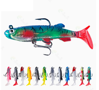 Leurre souple avec tête plombée pour la pêche au bar et au brochet, 8 cm, queue de pagaie, shad réaliste, leurre de pêche artificiel