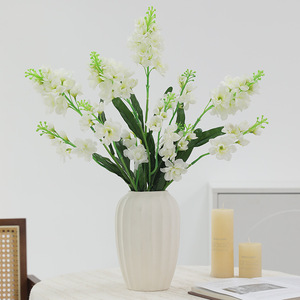 Bouquet de fleurs artificielles 10 Delphiniums et Jacynthes à tiges multiples, violet et blanc, en plastique et soie, haute simulation, pour mariage et décoration intérieure - Product Image 2