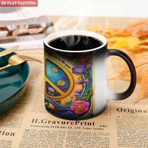 Mug magique à boire, noir givré, 11 oz, en céramique, tasse activée par la chaleur, article fantaisie - Product Image 5